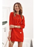 Dress/tunic with a tied neckline red FI600 - Online store - Boutique